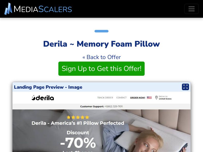 Derila ~ Memory Foam Pillow {+Advertorial, DTC, Multi-Lang} (Event Tracking) [US, DE, CA, AU, UK, FR, IL, +45 More]