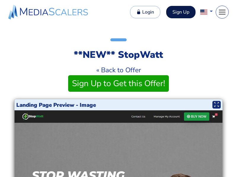 StopWatt {+Advertorial, DTC, Alt-Landers} [US, CA, MX, CR, PR, PA, BS, +2 More]