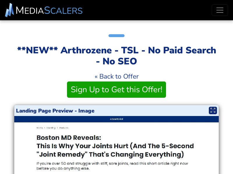 Arthrozene - TSL - No Paid Search - No SEO [US, CA, AU, UK]