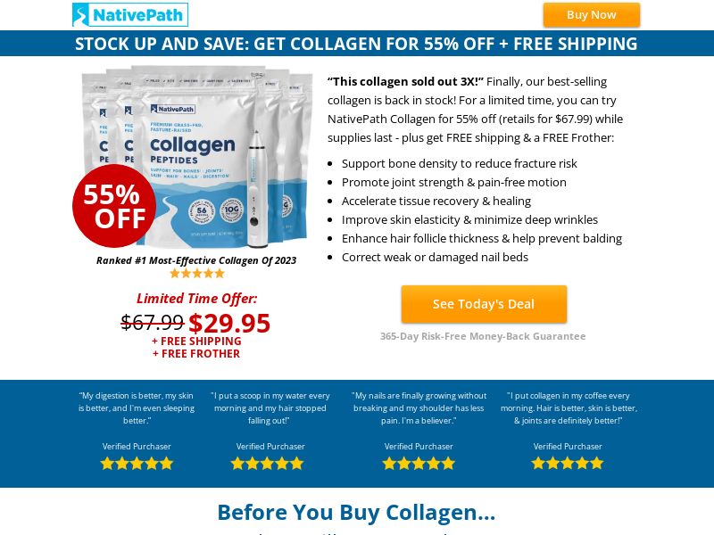 Collagen 56 - Value Size Bags w/ Free Frother - CPS | Int'l