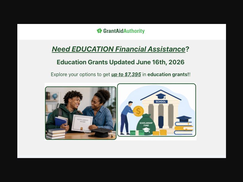 Education Grants (CPC) - Grant Aid Authority - MaxBounty Exclusive - SMS ALLOWED!