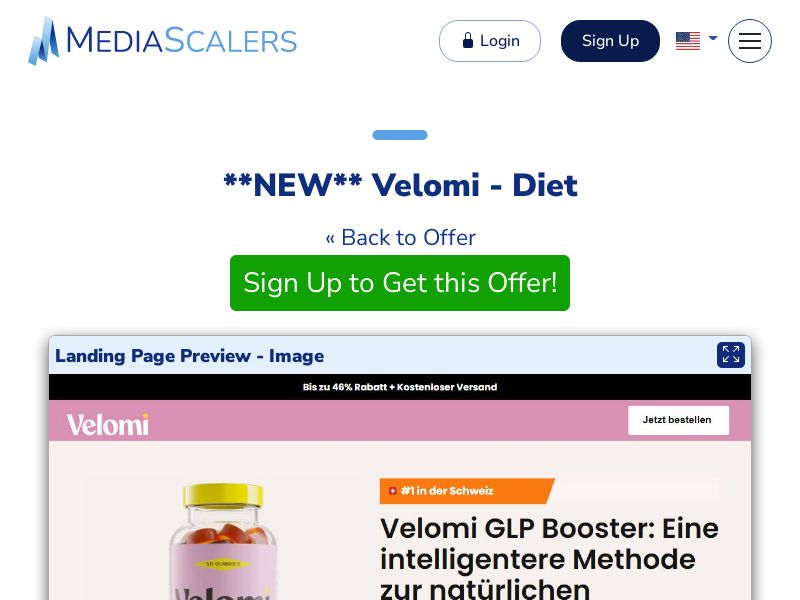 Velomi - Diet {+DTC, Quiz, Alt-Landers} (Event Tracking) [DE, CH]