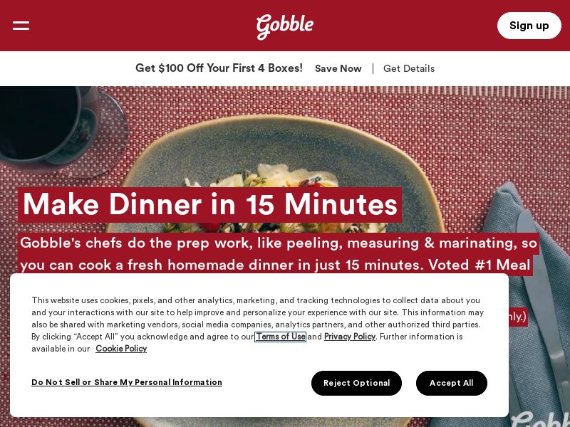 Gobble - $100 Off Your First 4 Boxes!