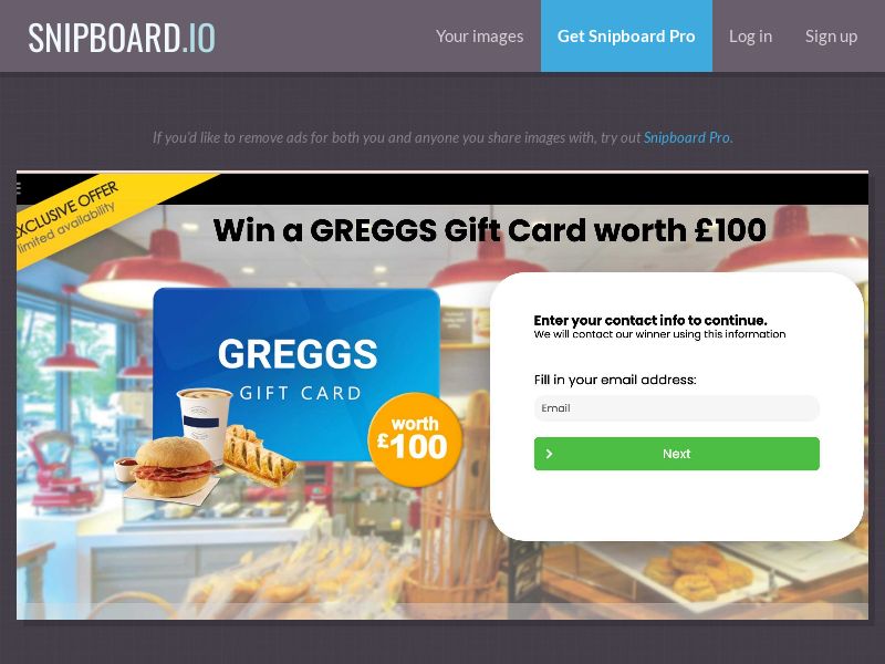 YouSweeps - Win a greggs gift card UK - SOI
