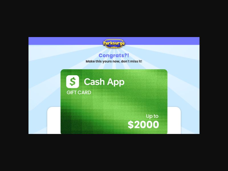 Perksurge - Cash App $2000 Sweepstake - CPL (US)