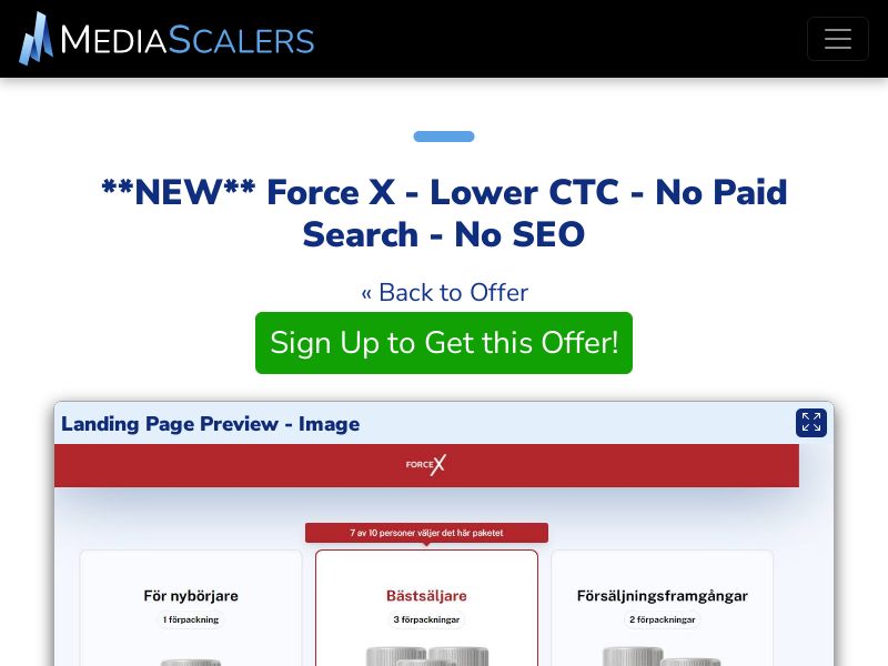 Force X - Lower CTC - No Paid Search - No SEO {+DTC} [SE]