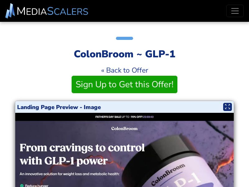 ColonBroom ~ GLP-1 {+DTC, Alt-Landers, Quiz} (Event Tracking) [US]