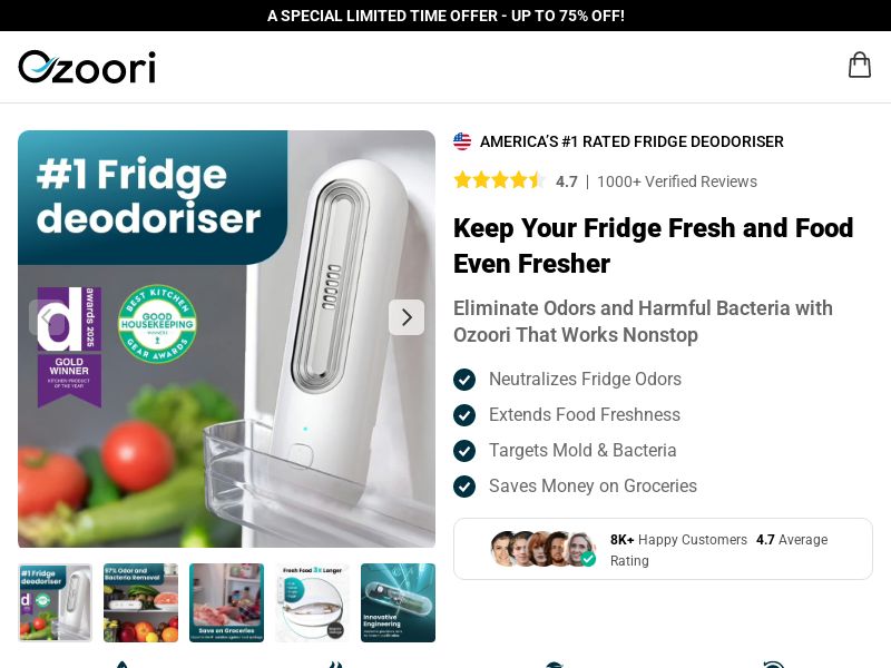 Ozoori Fridge Deodoriser - DTC [INTL] (Social,Banner,Native,Push,SEO,Search,Brand Bidding) - CPA