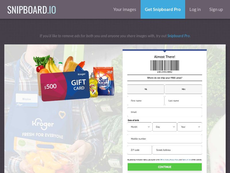 YouSweeps - $500 Kroger V4 Gift Card US - SOI