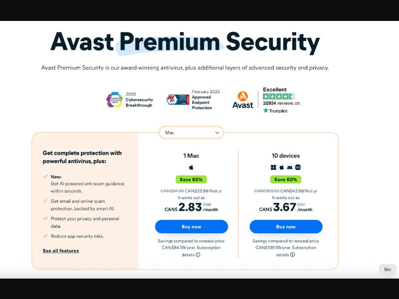 CA - Avast Premium Security 60% Off - #2531