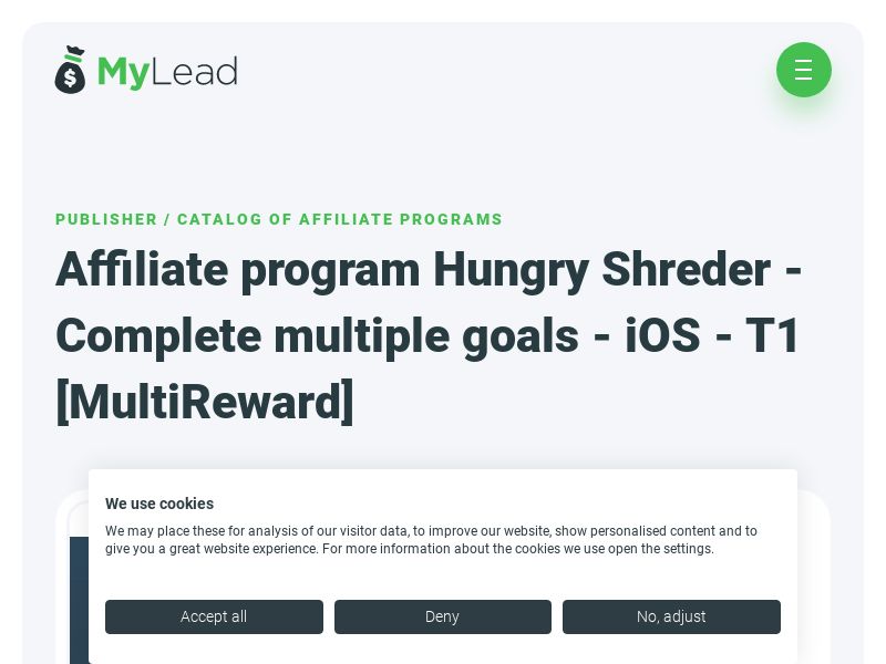 Hungry Shreder - Complete multiple goals - iOS - T1 [MultiReward] (CA,FR,DE,JP,KR,GB), [CPA], Entertainment, Games, Client games, Incentive, game [incentive / offerwall]