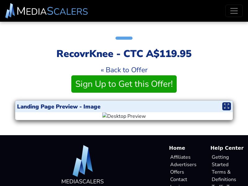 RecovrKnee - CTC A$119.95 {+DTC, Alt-Landers, Advertorial} (Event Tracking) [AU]