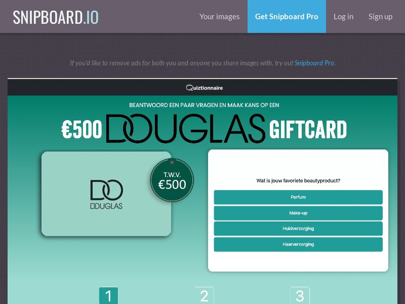 Quiztionnaire - Douglas €500 Giftcard NL - SOI