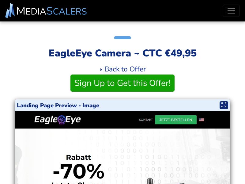 EagleEye Camera ~ CTC €49,95 {+Advertorial, DTC, Alt-Landers} (Event Tracking) [DE, AT]