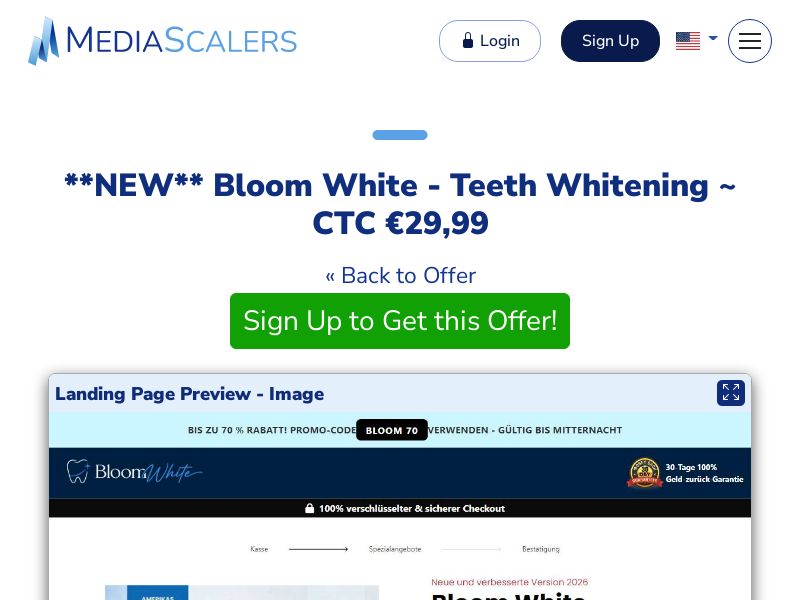 Bloom White - Teeth Whitening ~ CTC €29,99 (Event Tracking) [DE, AT]