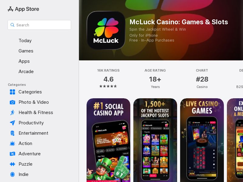 Mcluck Casino - iOS - US - CPA (Pre-approval required) Rewarded, incent