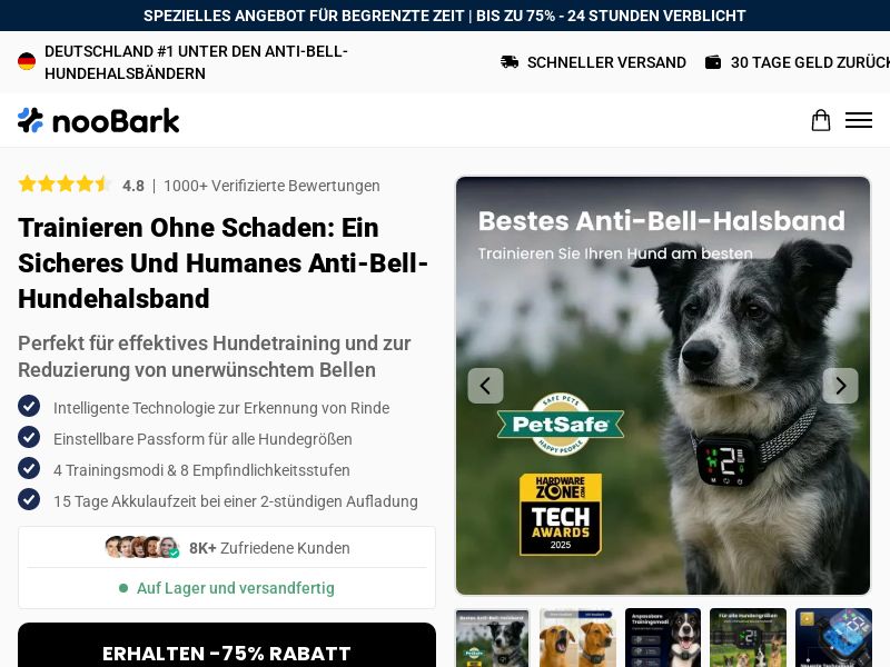 NooBark Anti-Bark Collar - DTC [DE] (Social,Banner,Native,Push,SEO,Search,Brand Bidding) - CPA