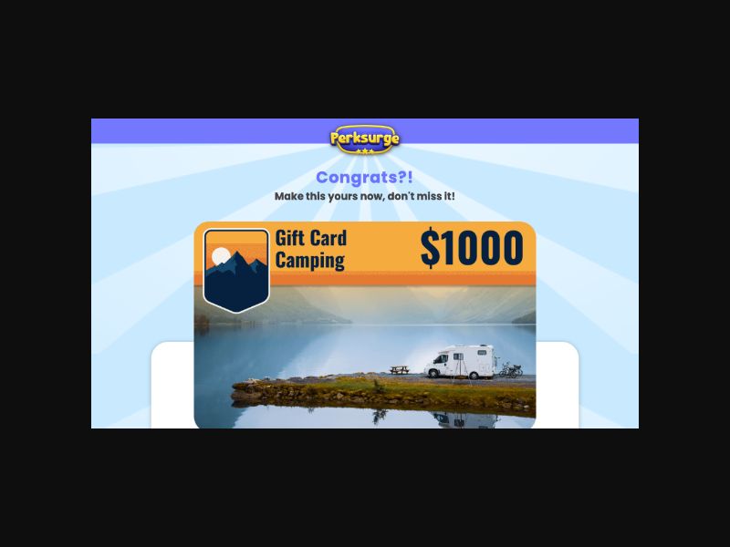 Perksurge - Campervan $1000 Sweepstake - CPL (US)