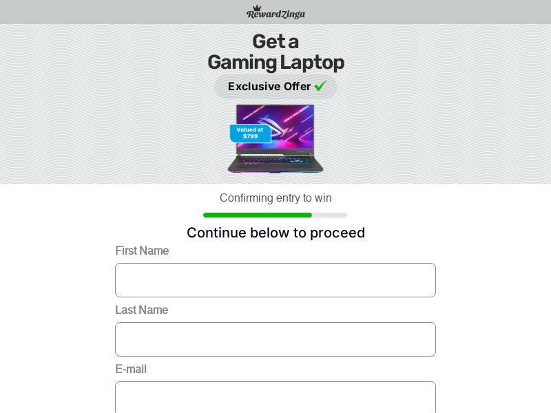 RewardZinga Gaming Laptop - (Facebook) - US