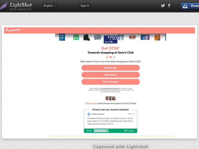 Rewards US - Flash Poll - Dynamic - Sam's Club - $750 Shopping - CPL | US