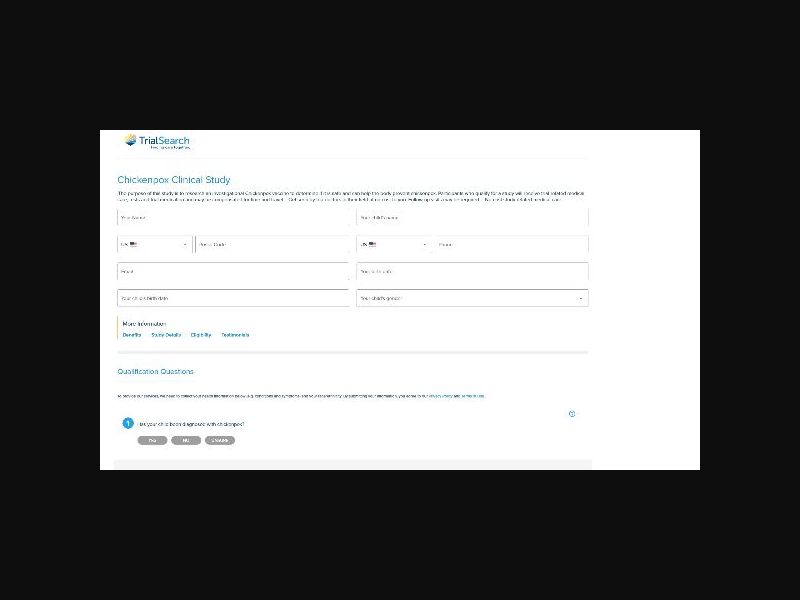 Clinical Trial Search - Pediatric Chickenpox Vaccine - CPL (US)