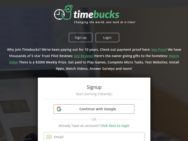 TimeBucks - Earn and withdraw 3$ AU CA DE UK US