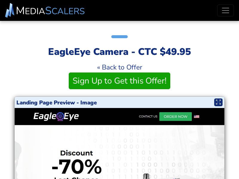 EagleEye Camera - CTC $49.95 {+Advertorial, DTC, Alt-Landers} (Event Tracking) [US]