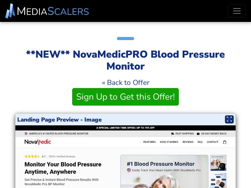 NovaMedicPRO Blood Pressure Monitor {+DTC, Advertorial, Alt-Landers} [US, DE, CA, AU, GB, FR, IL, +236 More]