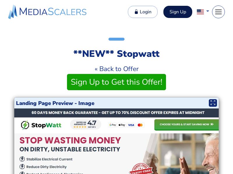 Stopwatt {+DTC, vsl-video-sales-lander, Advertorial} [US]