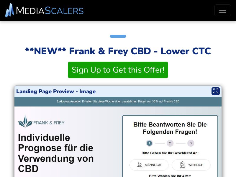 Frank & Frey CBD - Lower CTC {+DTC, Advertorial, Alt-Landers, Quiz} [DE]