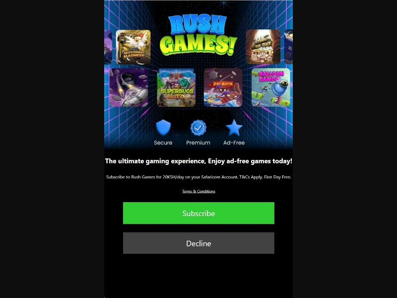 38698 - KE - [MOB] - Rush Games - Safaricom - mFilter - 2 Click