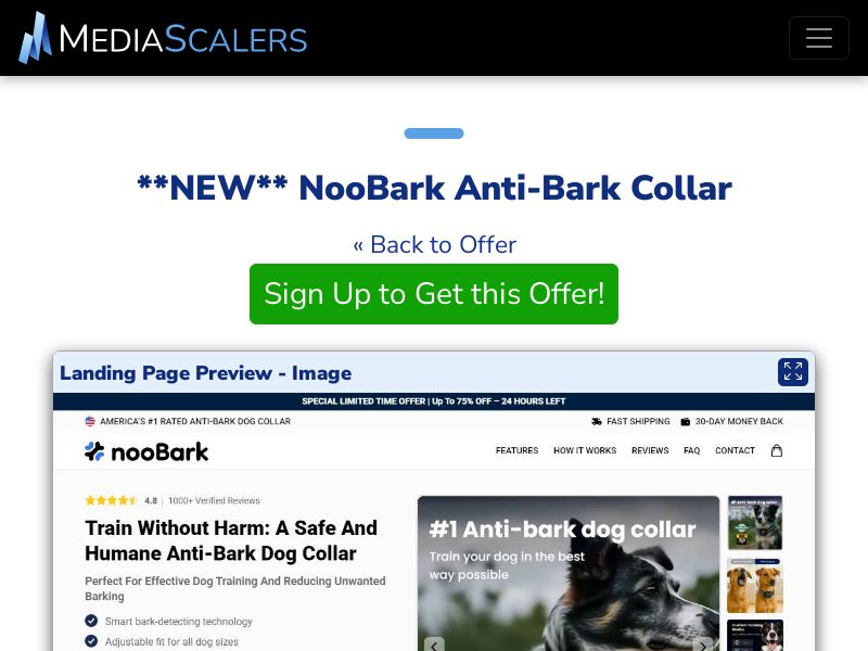 NooBark Anti-Bark Collar {+DTC, Advertorial, Alt-Landers} [US, DE, CA, AU, GB, FR, IL, +236 More]