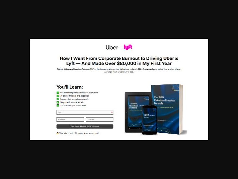 Rideshare Launch Academy - $80K Freedom Formula - CPL (US,CA,UK,AU)