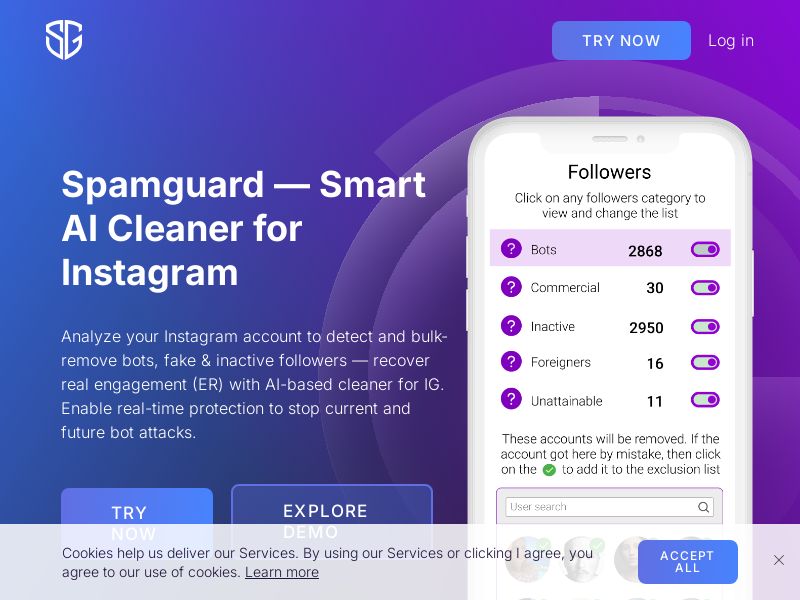 SpamGuard - Smart AI Cleaner for Instagram - CPA | US 
