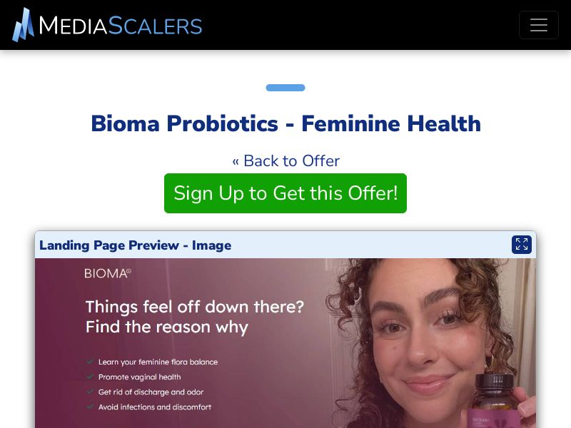 Bioma Probiotics ~ Feminine Health {+Advertorial, DTC, Alt-Landers, Quiz} (Event Tracking) [US]