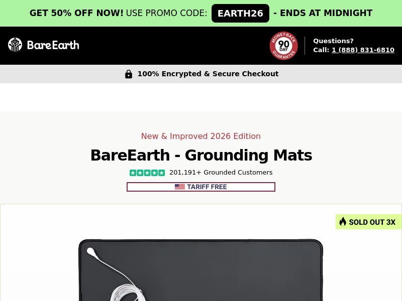 BareEarth Grounding Mats SS - US/UK/CA/AU/NZ/IE
