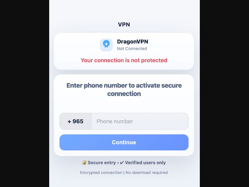 Dragon VPN SA Pin Submit