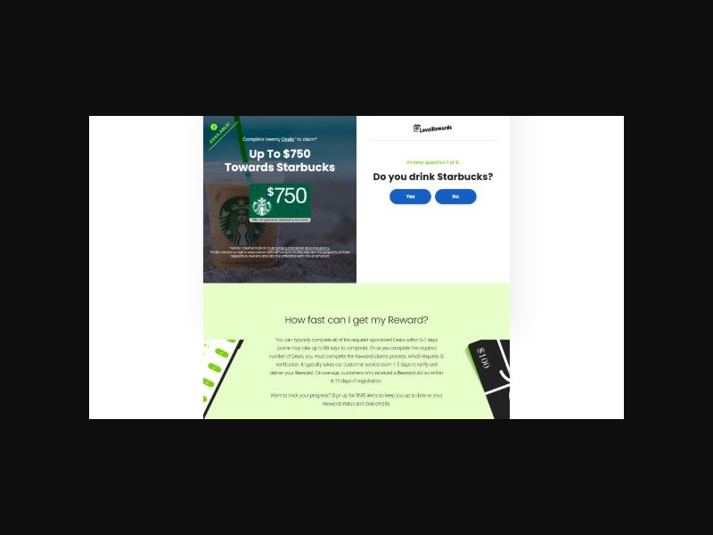 Level Up Rewards - Win a $750 Starbucks Gift Card - IOS - CPL (US)