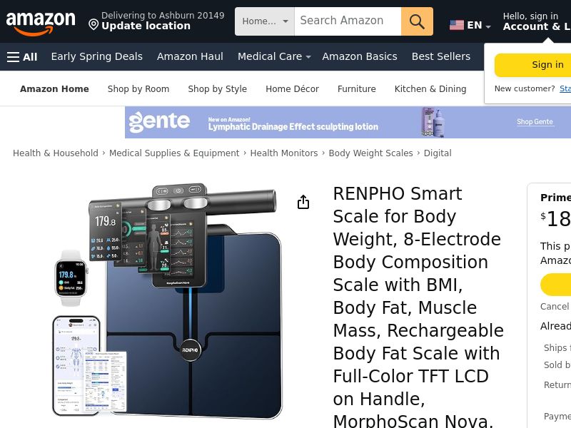 RENPHO Scale with BMI - 8-Electrode - CPS | US
