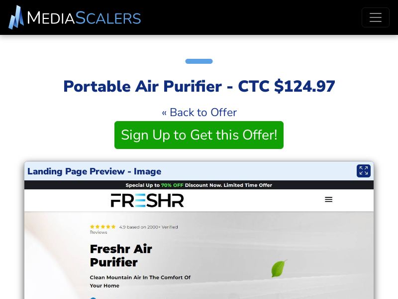Portable Air Purifier - CTC $124.97 {+DTC, Alt-Landers} (Event Tracking) [US]