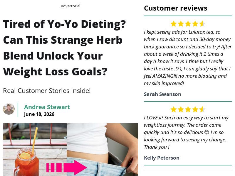 Lulutox Detox Tea - Advertorial [INTL] (Social,Banner,Native,Push,SEO,Search) - CPA {No BrandBidding} 