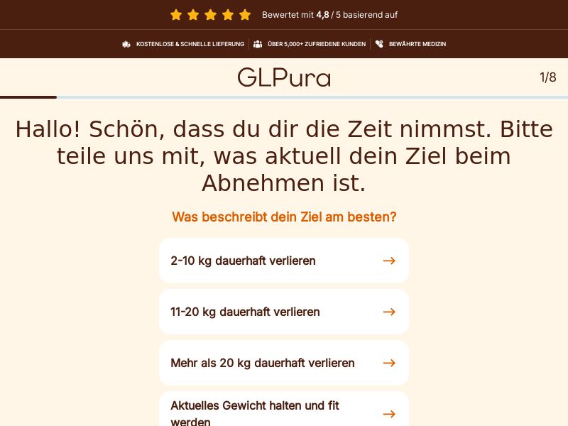 ! HOT OFFER - GLPura - Diet - Quiz LP [DE,AT,FR,BE,CH,DK,SE,FI] (Banner,Native,Social,Search,SEO,Brand Bidding) - CPA