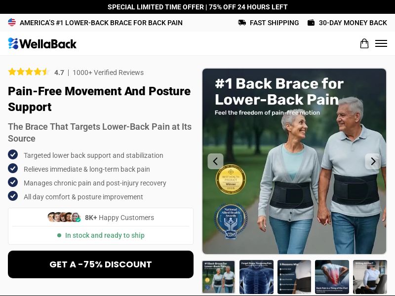 Back Brace - WellaBack - CTC $59.99