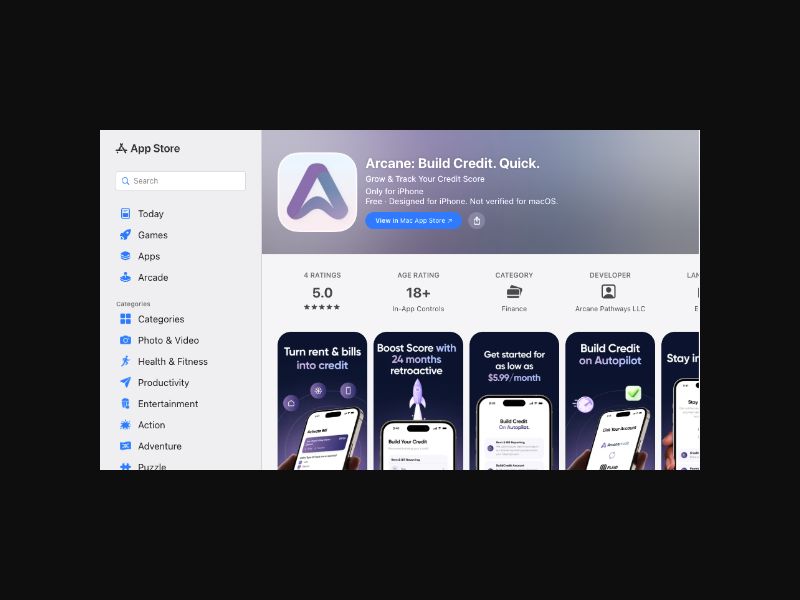 Arcane Credit - Credit Monitoring - CPS (US) {iOS}
