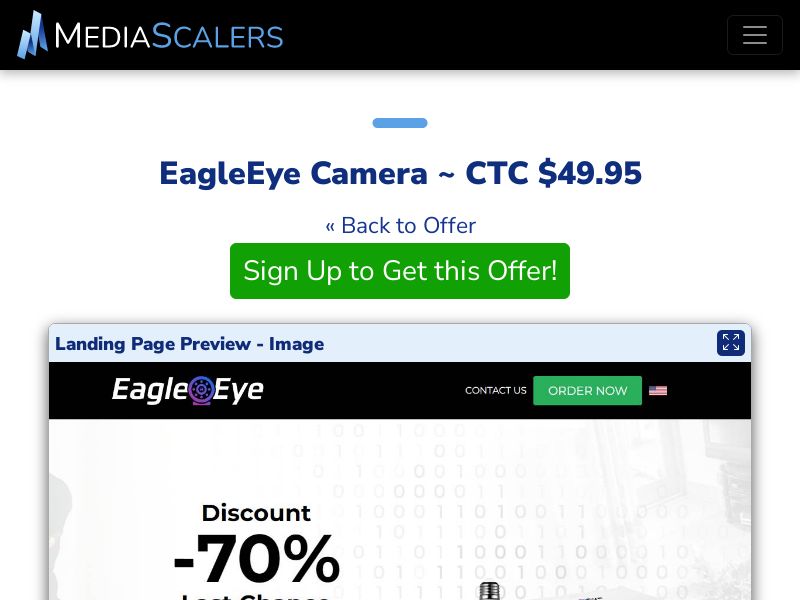 EagleEye Camera ~ CTC $49.95 {+Advertorial, DTC, Alt-Landers} (Event Tracking) [US]
