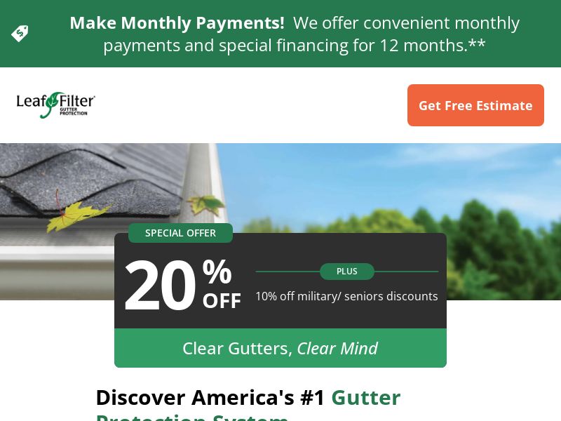 LeafFilter - 20% Off + An Additional 10% for Seniors/Military - CPL | US