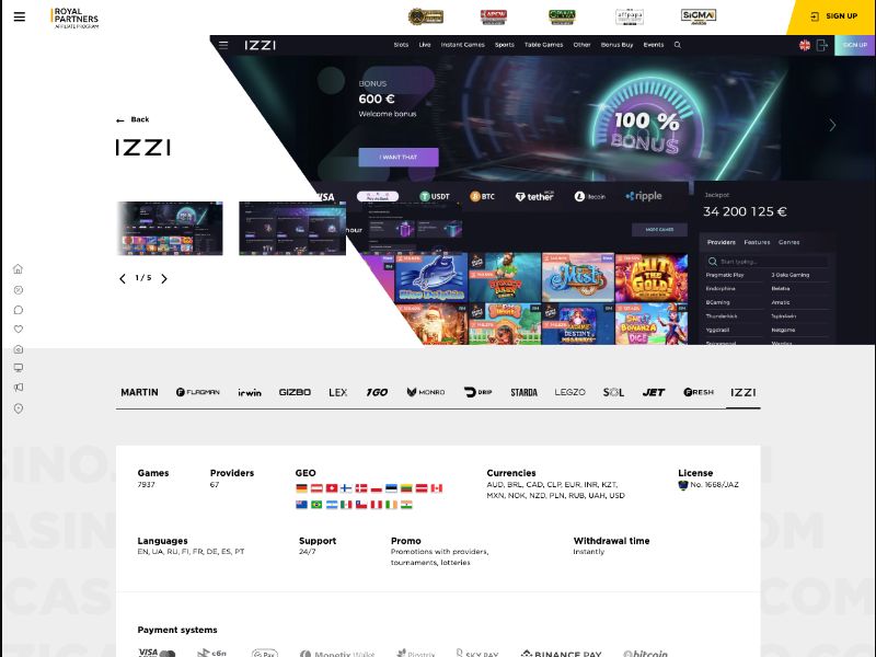 IZZI Casino - CPA Up To 700 EUR, RevShare Up To 60% - PT, PL, DE, BR, CA