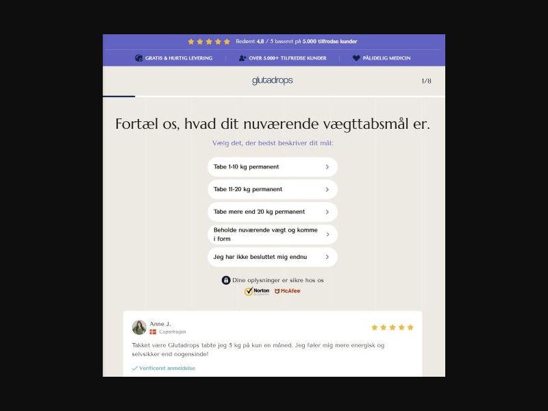 ! NEW OFFER - Glutadrops - Diet [DK] (Banner,Native,Social,Search,SEO,Brand Bidding) - CPA 