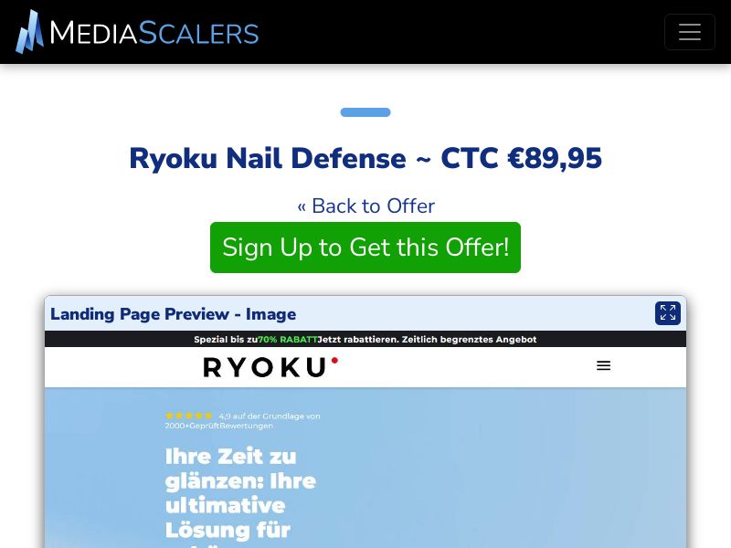 Ryoku Nail Defense ~ CTC €89,95 {+Advertorial, DTC, Alt-Landers} (Event Tracking) [DE, AT]
