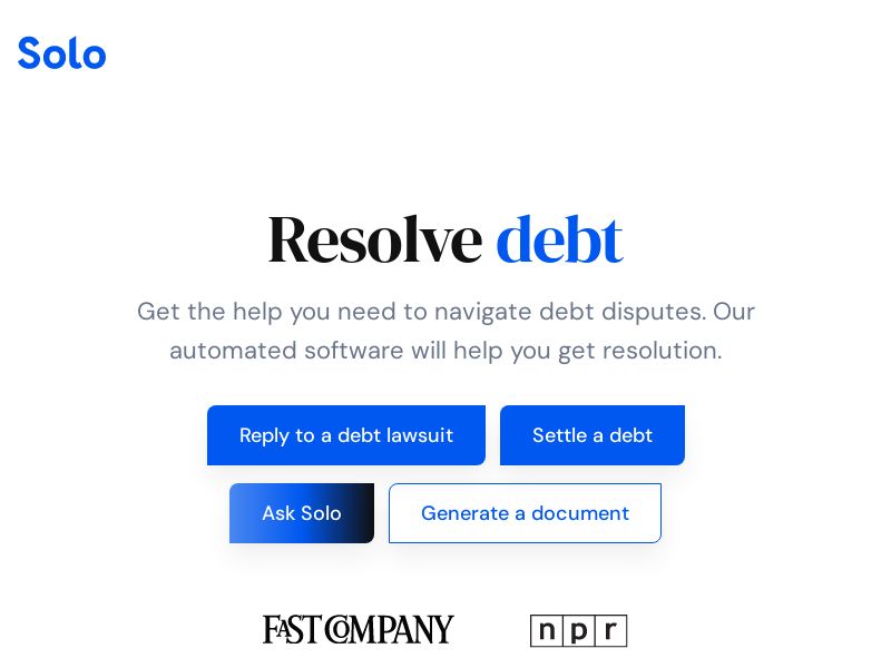 Solo Suit - Help for Debt Disputes | Resolve Debt | US